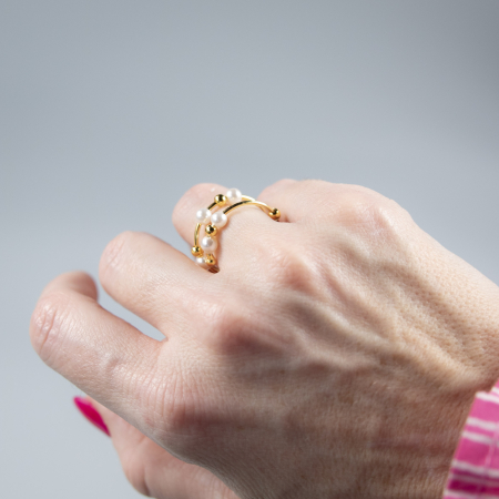 Vilda anti stress Ring i forgyldt med perler fra le mosch